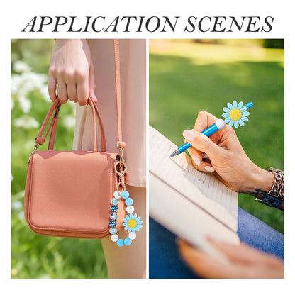 Bestewelry 23Pcs Spring Summer Theme Sunflower Silicone Focal Beads Turquoise Daisy Silicone Beads 15mm Round Rubber Bead for Pen Keychain Making Bracelet Necklace Making DIY Craft