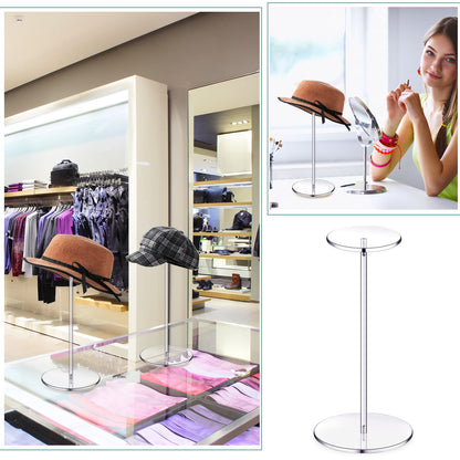 Chunful 4 Sets Acrylic Hat Stand Holder Wig Display Rack Clear Pedestal Stand Baseball Hat Rack Round Acrylic Risers for Tabletop Display Watch Jewelry(12 Inch)