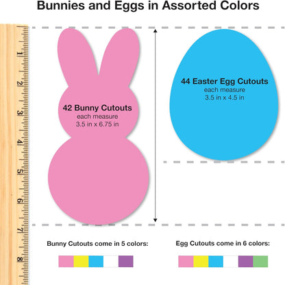 130 2-Sided Pieces Eggs, Baby Chicks & Bunny Punch Out Paper Cutouts for Easter Decorations, US Made Card Stock cutouts