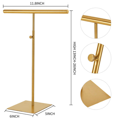 Stainless Necklace Display and Jewelry Stands, 2 Pack Adjustable Height Purse Display Stand, Non-Slip Jewelry Holder Organizer T-bar Tower Necklaces Rack for Vendors Retail Store Counter Home Closet
