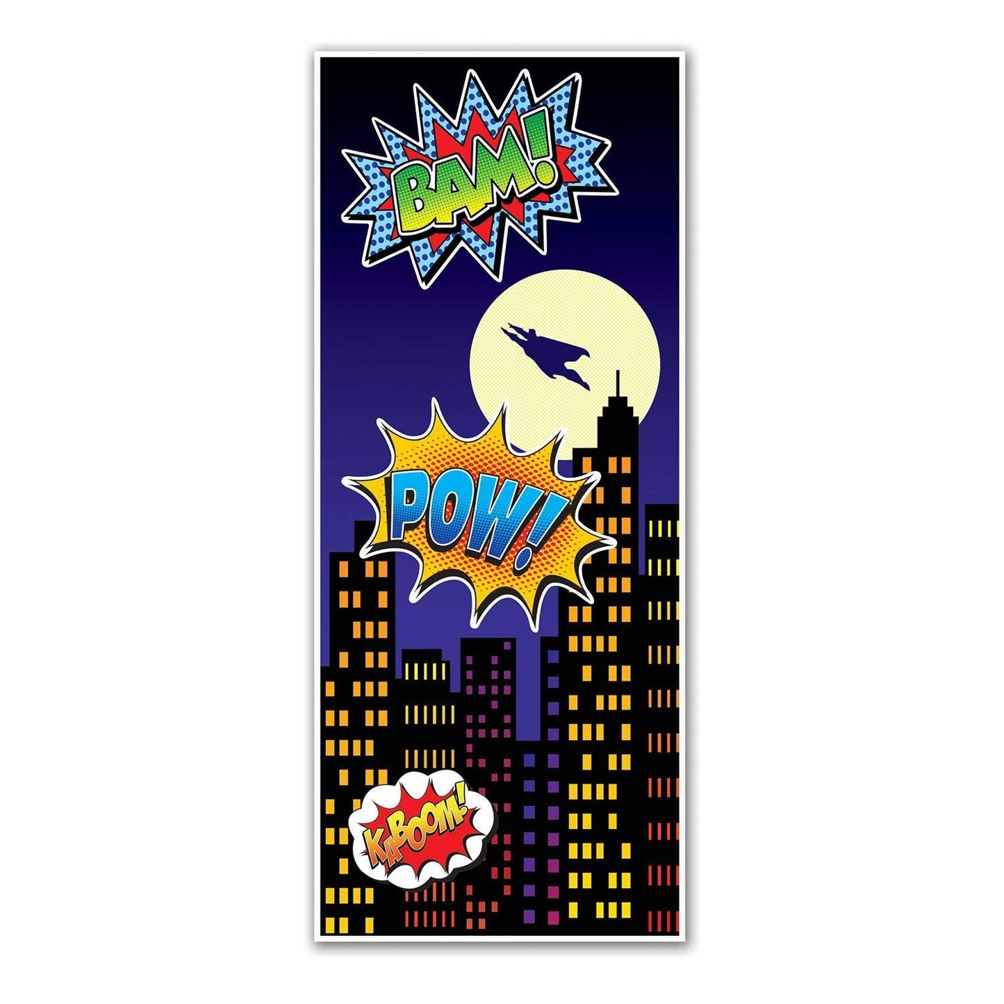 Beistle 2-Piece Hero Door Covers, Superhero Themed Party Decorations, Comic Book Hero Party Accessories, Action Hero Party Supplies, 30" x 6'
