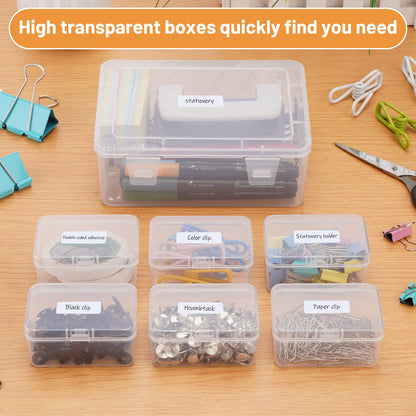 Mathtoxyz 2PCS Small Bead Organizers and Storage, Clear Bead Storage Containers Rectangle Bead Holder Plastic Cases Transparent Boxes for Nail DIY Craft Making Jewelry Battery Screw