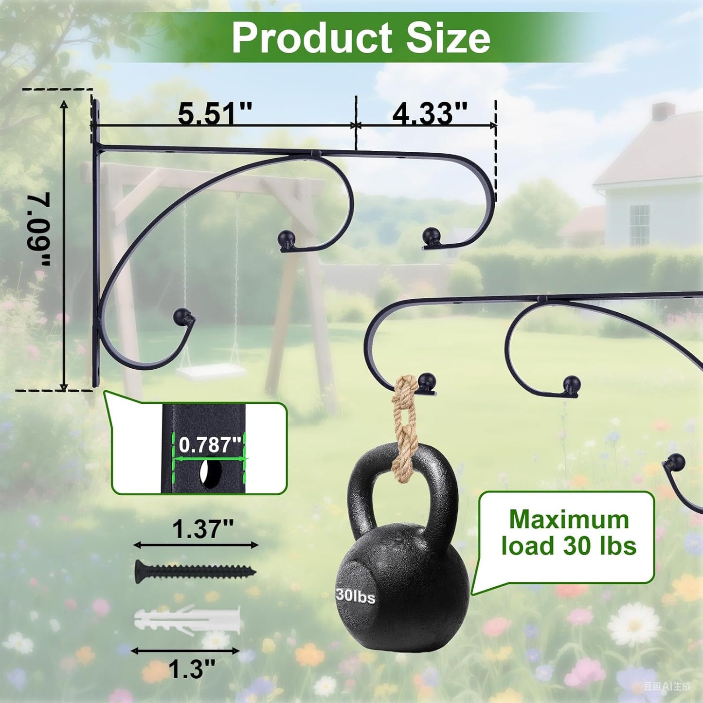 Plant Hangers | Decorative Iron Hanging Plant Brackets - 10 Inch for Indoor/Outdoor Use (2 Pack)
