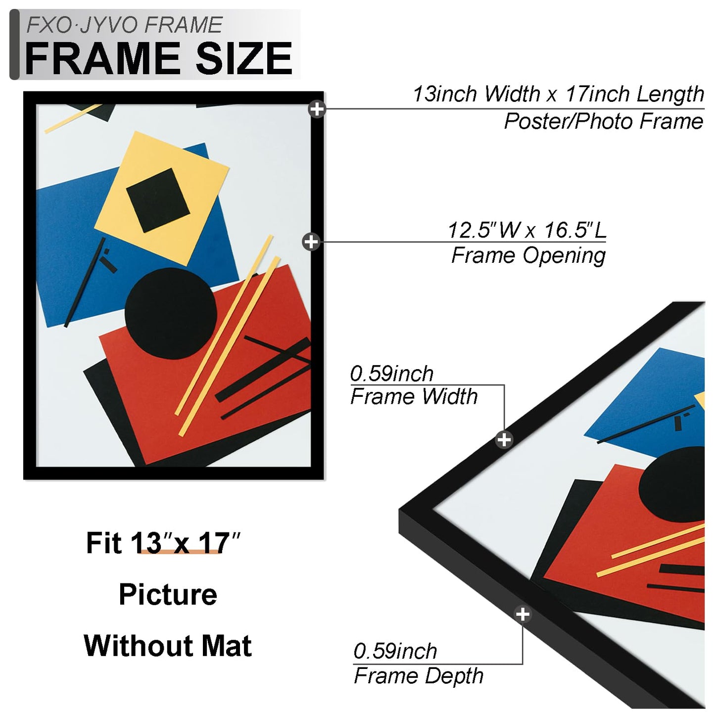 Fxojyvo 4x6 Picture Frame Collage, Display 8 4x6 Picture Collage or 13x17 Photo Only Without Mat, Light Weight and High Transparent Frame for Wall - 1 Pack/Black/8-Openings