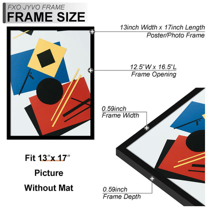 Fxojyvo 4x6 Picture Frame Collage, Display 8 4x6 Picture Collage or 13x17 Photo Only Without Mat, Light Weight and High Transparent Frame for Wall - 1 Pack/Black/8-Openings