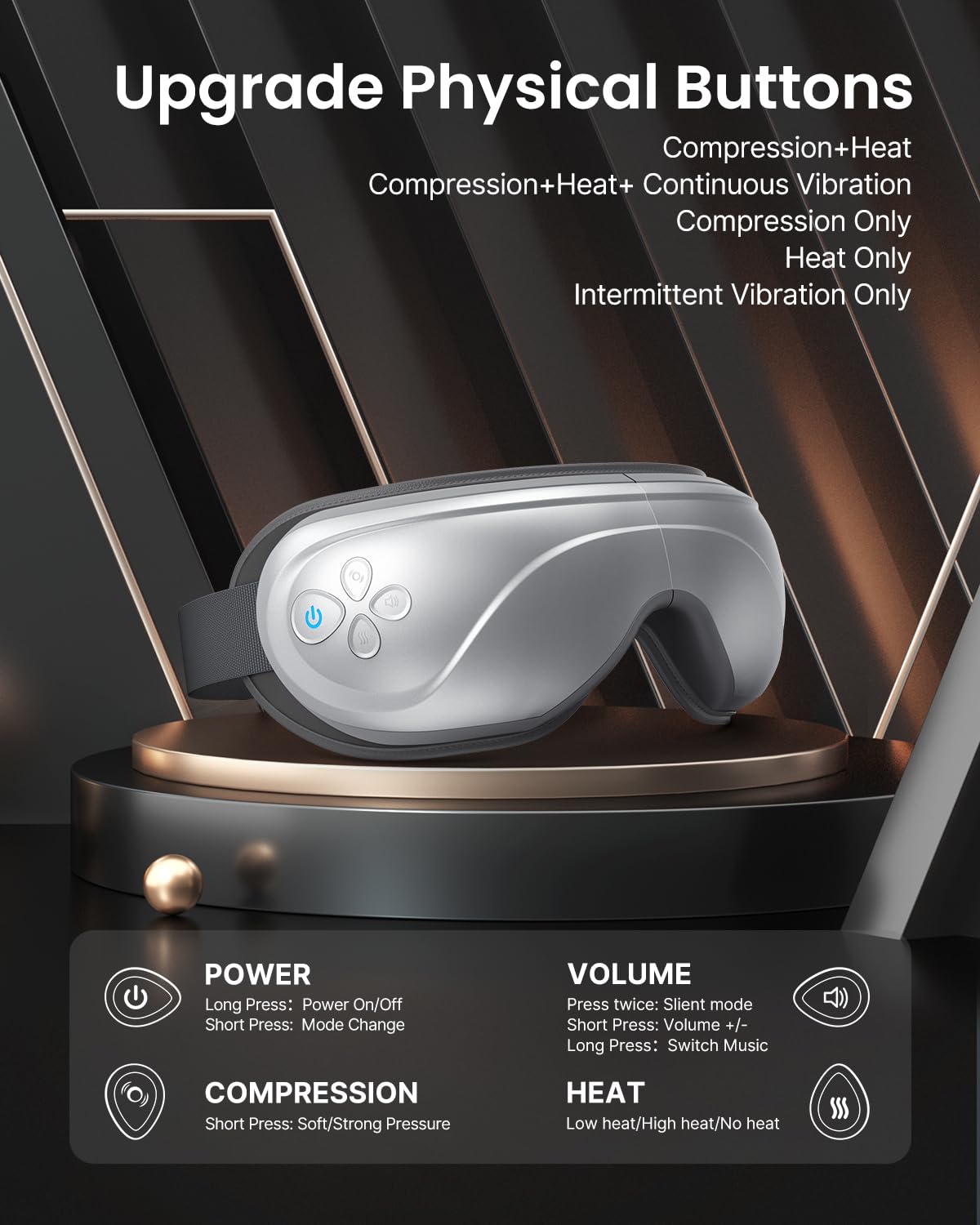 RENPHO Eyeris 2 - Extended Eye Massager with Heat and Vibration for Migraines, Eye Care, Heated Eye Mask with Bluetooth Music to Relieve Eye Strain and Dry Eyes, Improve Sleep, Birthday Gift
