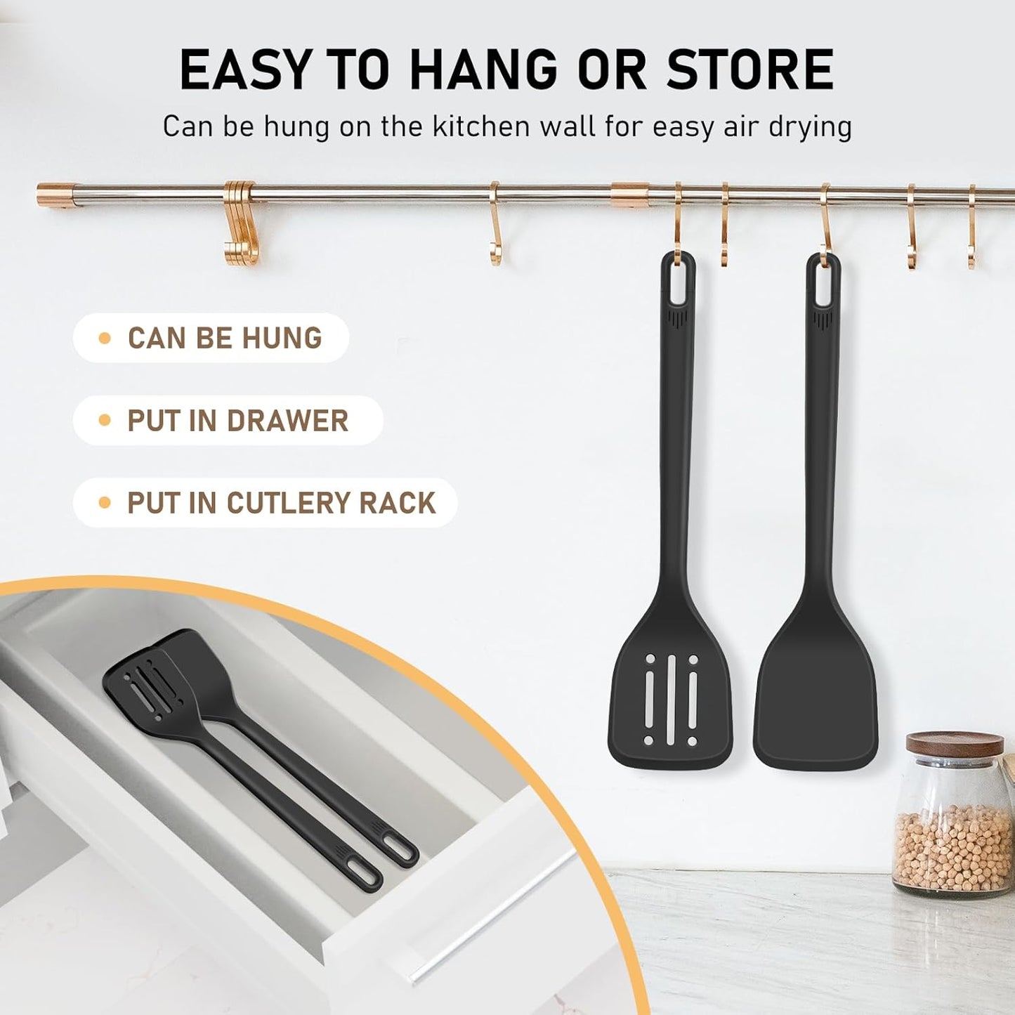 NileHome Silicone Spatula Set, High Heat Resistant BPA-Free Rubber Spatulas with Stainless Steel Handle