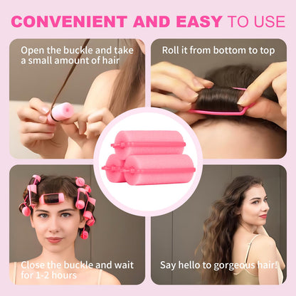 36 Pieces Foam Sponge Hair Rollers - Soft Sleeping Flexible Styling Curlers for Hair Styling (Pink)