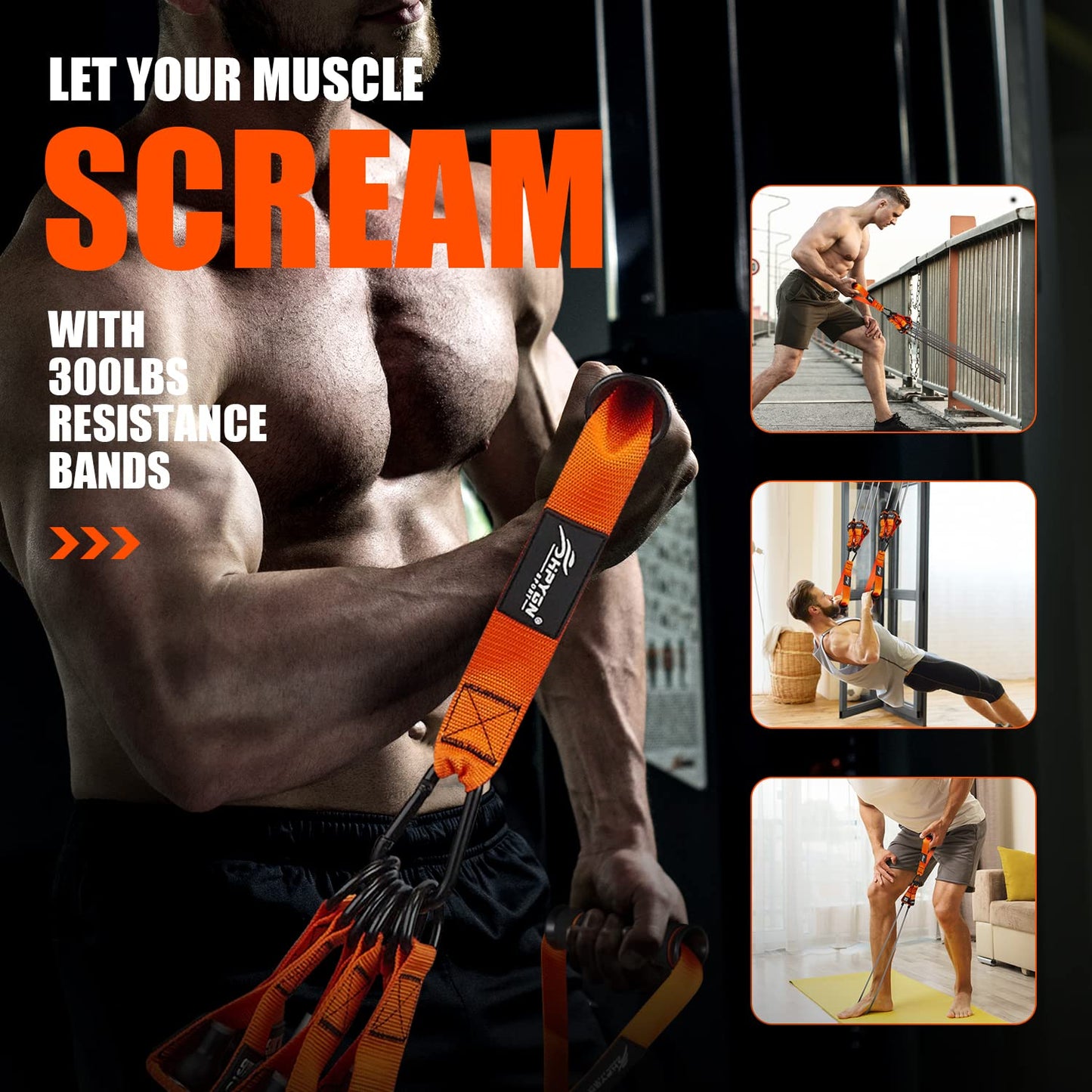 HPYGN Resistance Bands, Heavy Exercise Bands with Handles, Fitness Bands for Working Out, Workout Bands for Men, Weight Bands Set for Muscle Training, Strength, Slim, Yoga, Home Gym Equipment