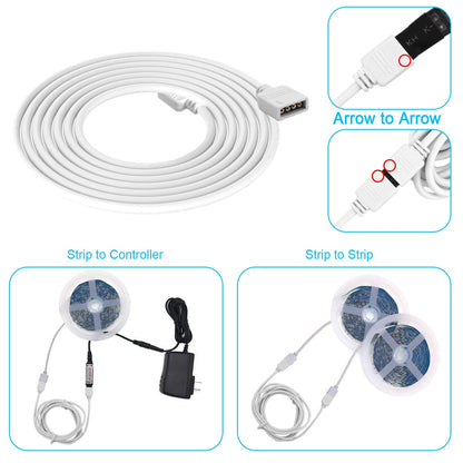 iCreating 5050 4Pin LED Strip Connector Kit 10mm RGB 4 Pin LED Connector Accessories Kit Include L LED Connectors for Strip Lights, 4-pin LED Light Strip Connectors with Wire, LED Extension Cable