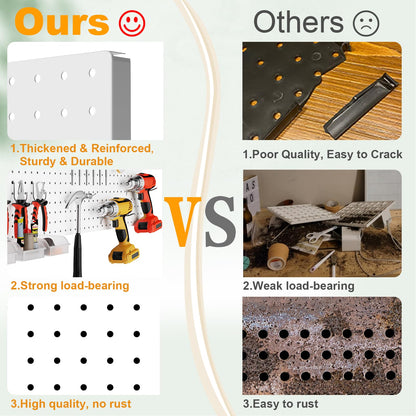 FZK Peg Board, 82PCS Metal Pegboard Wall Organizer Kit. Heavy Duty Pegboard, Peg Boards, Pegboard for Walls, White Pegboard for Garage Craft Room Workbench Office Kitchen Tool Organization, 36 * 24