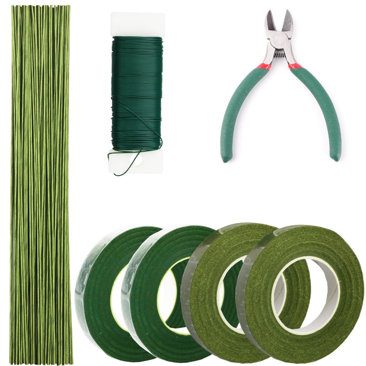 Floral Tape and Flower Stems Arrangement Tools Kit, 1pcs Gardening Cutter, 18 Gauge Stem Wire and 22 Gauge Paddle Wire for Bouquet Stem Wrapping and Floral Crafts