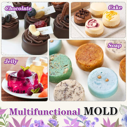 Walfos 3 Pack Small Soap Molds,15 Cavity Mini Round Silicone Molds,1.5inch Cylinder Silicone Soap Molds Perfect for Soap Making.Non-Stick BPA Free and Dishwasher Safe