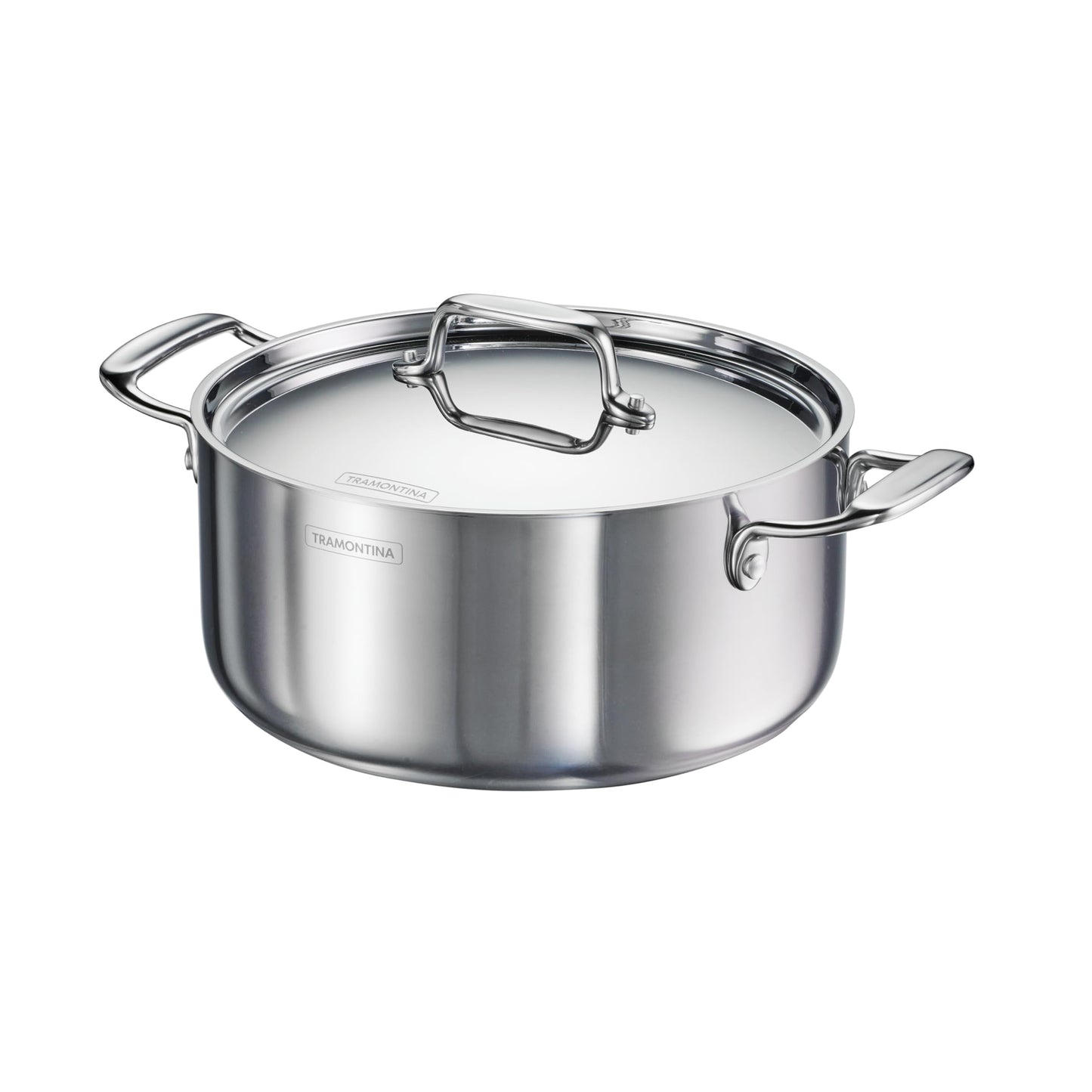 Tramontina Utsava Tri-Ply Clad Stainless Steel 5-Quart Casserole with Lid and Ceramic Non Stick Interior, Induction-Ready Dutch Oven Pot