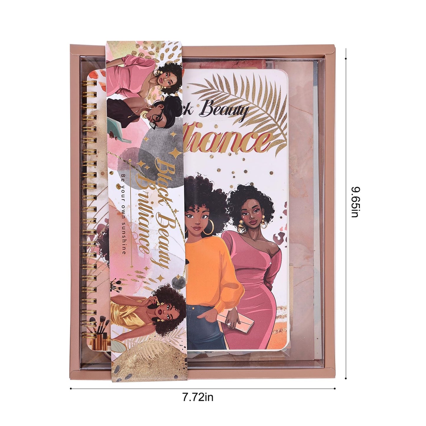 Black Girl Weekly Planner Gift Set - 52 Weeks Undated Planner with 190+ Stickers, Washi Tape, Journal Supplies & Accessories for Teen Girls - Inspirational Productivity Organization Kit, Present Box