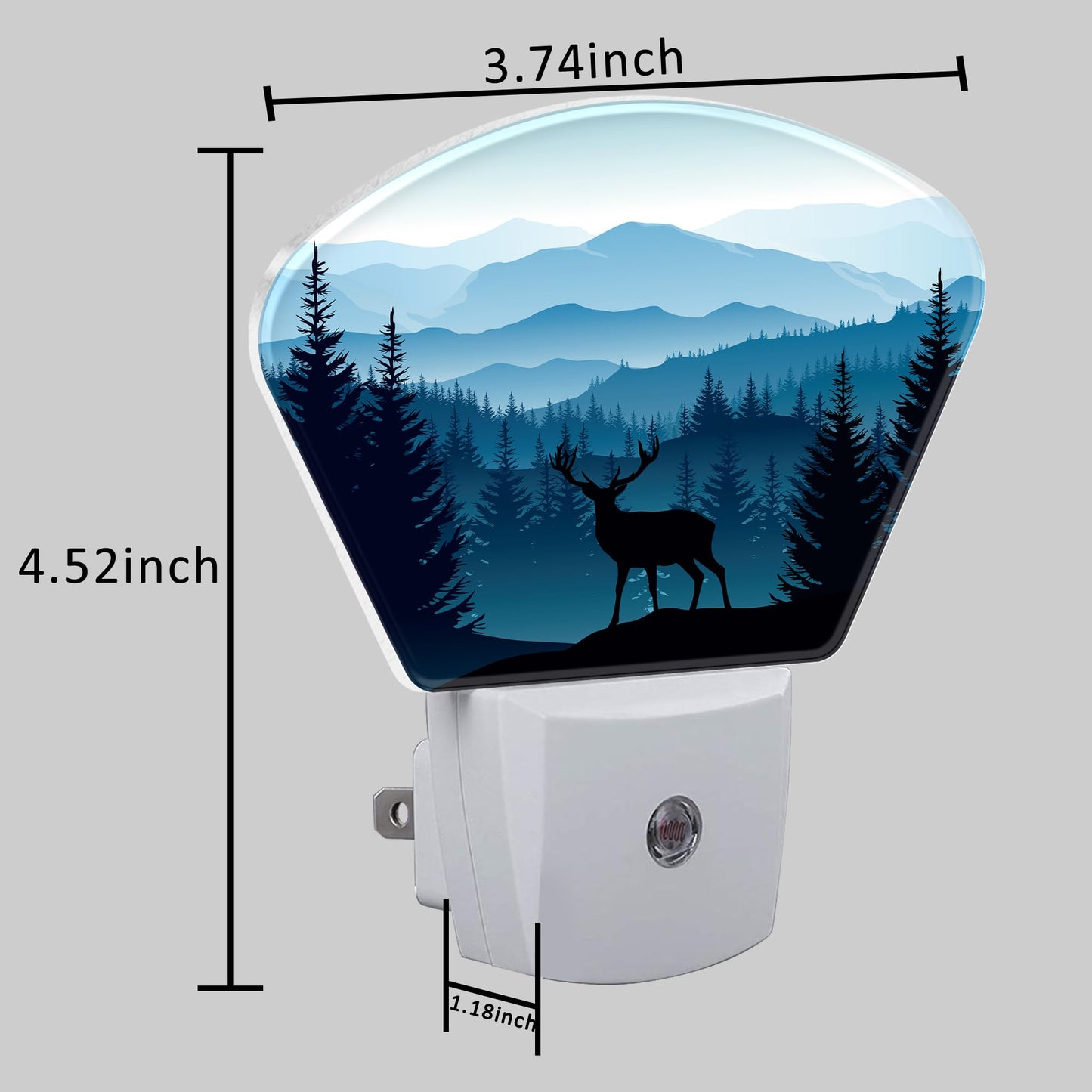 Uiaoiais Blue Misty Mountains Plug in Night Lights, Deer Nightlight Plug Into Wall Dusk to Dawn Sensor for Kid Girls Boys Women Men Bedroom, Hallway, Kitchen, Bathroom, Stairs Decor