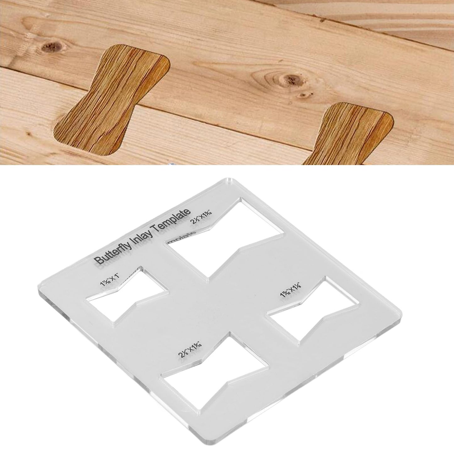 Butterfly Inlay Template Acrylic Woodworking Decoration Router Jig for Furniture Repair Precise Cut Clip (Butterfly Inlay Template)