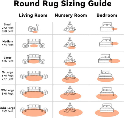 OLANLY Round Area Rug - Muted Orange, Soft & Fluffy Shaggy Carpet for Bedroom, 4 ft Circle