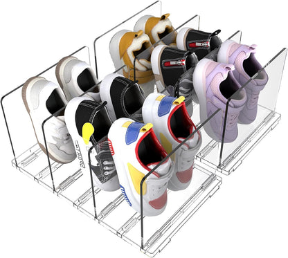 Copidrum Closet Organizer(2PACK) Clear Kids Shoe Rack Holder for Storage Organizer Stackable Shoes Shelf Dividers