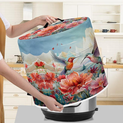 Washable Hummingbird Floral Air Fryer Cover for 6 Qt Pressure Cooker, Small Kitchen Appliance with Top Handle