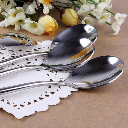 Korean Stainless Steel Rice Soup Iced Tea Spoon, Long Handle Cold Drink Spoon, Great Circle 3Pcs