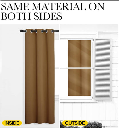NICETOWN Blackout Curtains - 102-Inch Length, Noise-Reducing, 2 Panels in Gold Brown | W55 x L102 for Luxury Decor