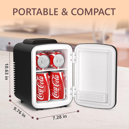EUHOMY Mini Fridge, 4 Liter/6 Cans Portable Cooler and Warmer for Skin Care, Cosmetics, Beverage, 4L Makeup Mini Fridge
