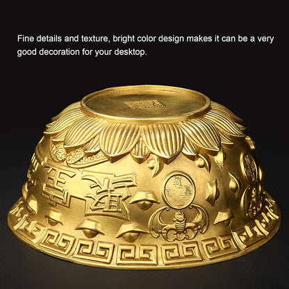 Brass Treasure Bowl Feng Shui Ornaments, Wealth Good Luck Prosperity Bowl Craft Collectible Figurines for Home Office