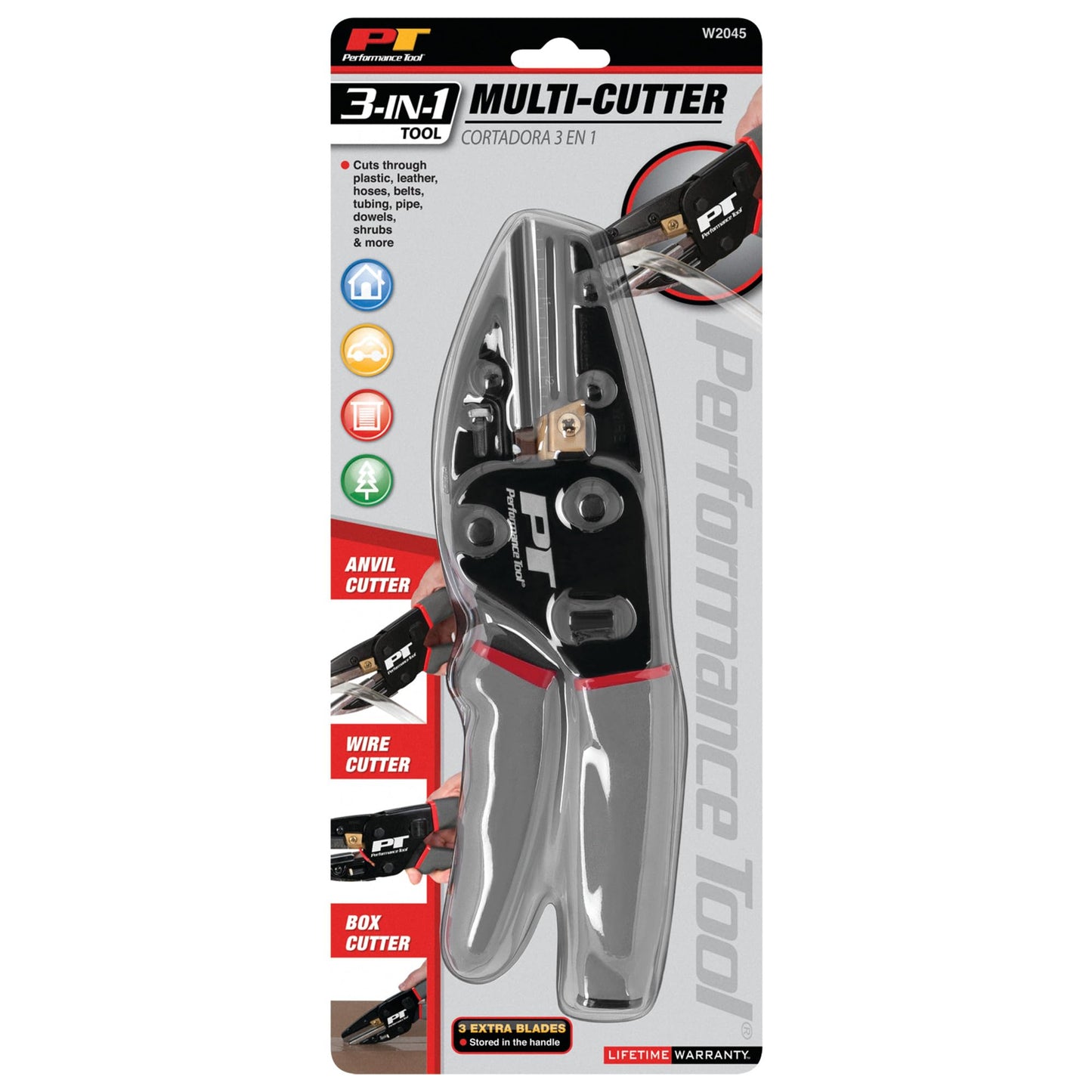 Performance Tool W2045 3-in-1 Multi Power Cutting Tool With Built-In Wire Cutter & Utility Knife
