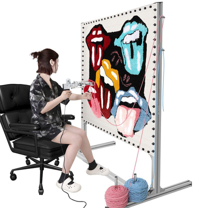 Rug Tufting Frame Kit, 55 Inches Aluminum Metal Tufting Frame for Rug Making, A Safer Tufting Cloth Stand for Tufting Beginners and Lovers