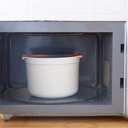 Microwave Rice Cooker 2L | Sturdy Food Grade PP Material Microwave Cookware Set with Lid and Spoon for Rice Pasta
