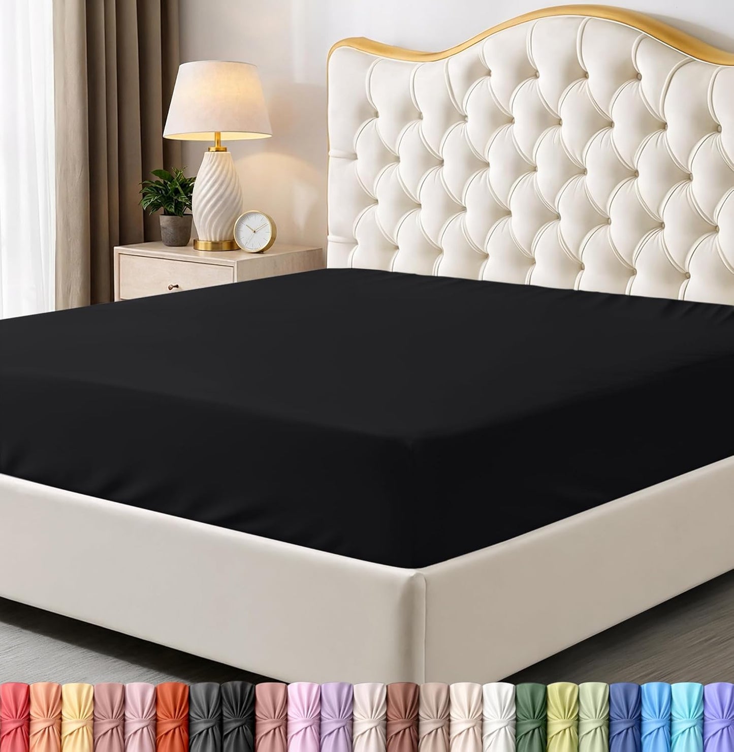 Utopia Bedding Twin Fitted Sheet - Deep Pocket Soft Microfiber - Fade Resistant & Easy Care | Black