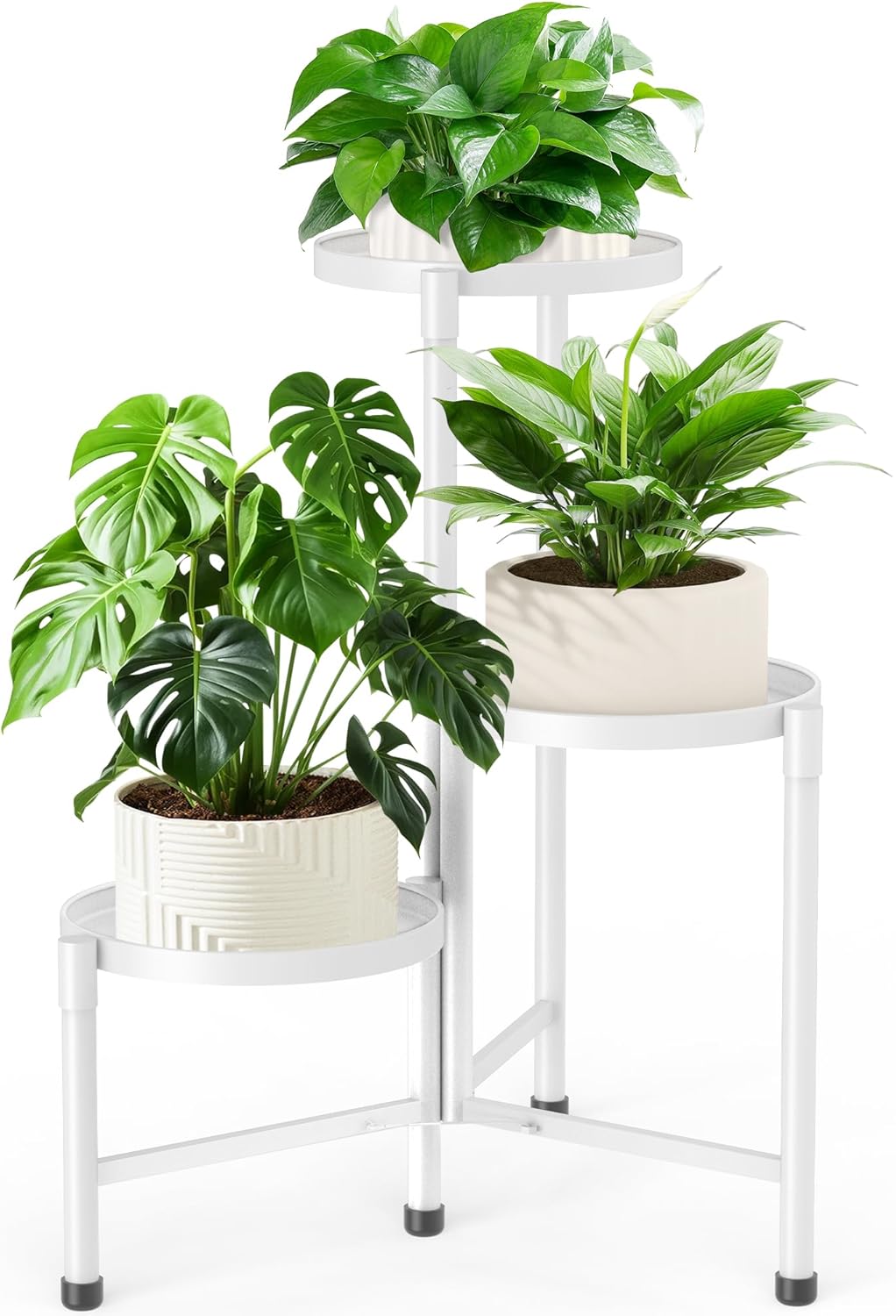JOPBENG 3 10 Inch Tier Metal Plant Stand Indoor Outdoor, Corner Plant Shelf with Wide Tray,Flower Pot Display Holder