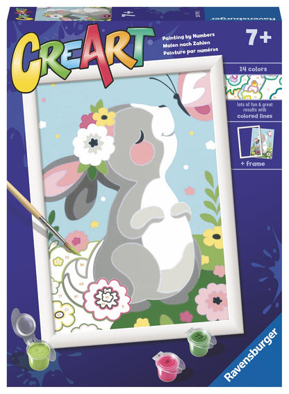 Ravensburger Beautiful Bunny Paint by Numbers Kit for Kids - 20179 - Painting Arts and Crafts for Ages 7 and Up