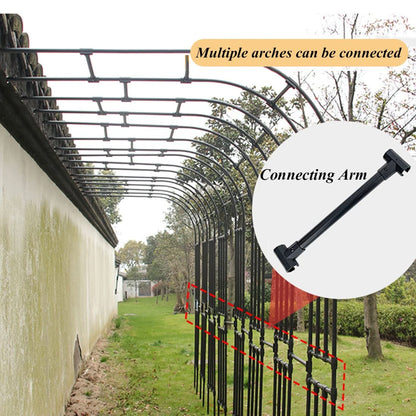 Galvanised Metal Garden Arch Trellis for Climbing Plants Heavy Duty Half Side Rose Wedding Arch Support Weatherproof Archway (Black 220x240cm/7.2x7.9ft)