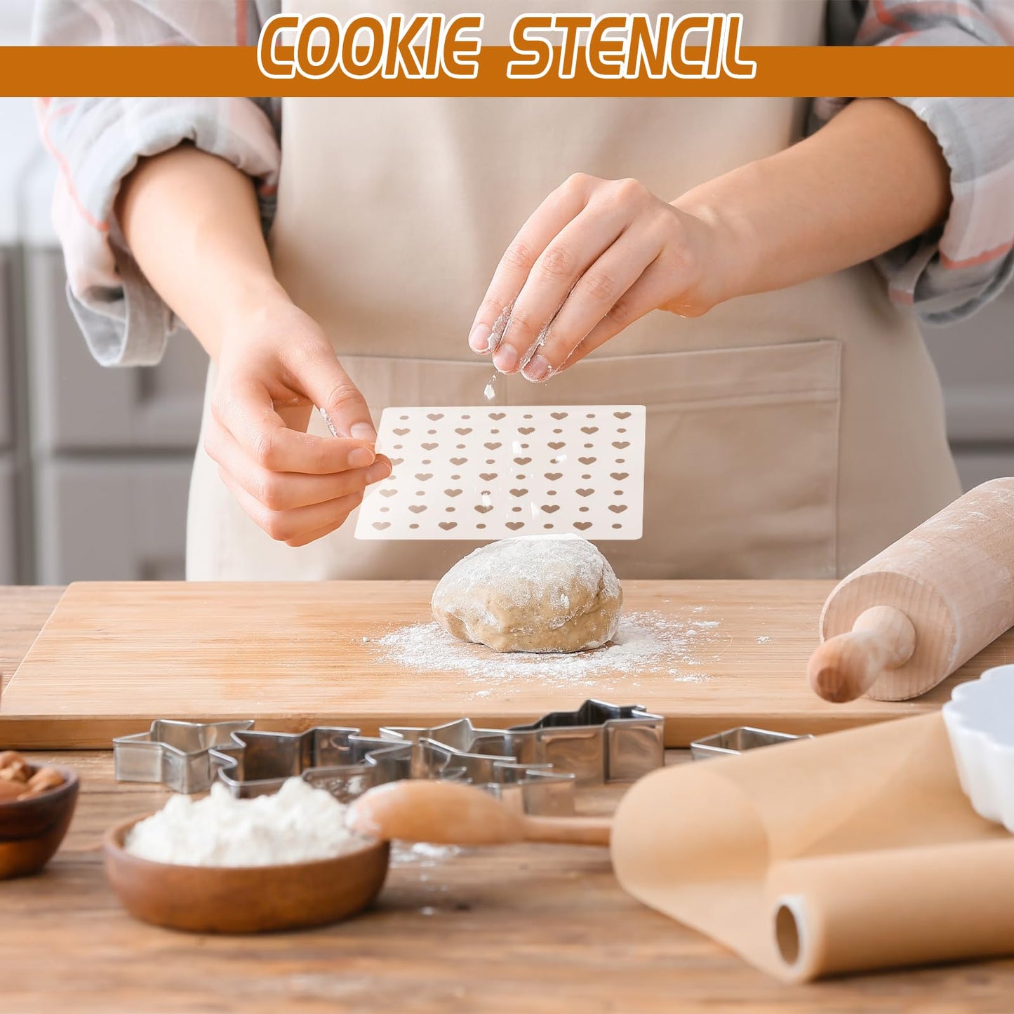 25 Pcs Cookie Stencils for Royal Icing Line Pattern Heart Dot Stars Baking Stencils for Sugar Cookie Decorating Baking Cake DIY and Craft Painting, 6x6 Inch