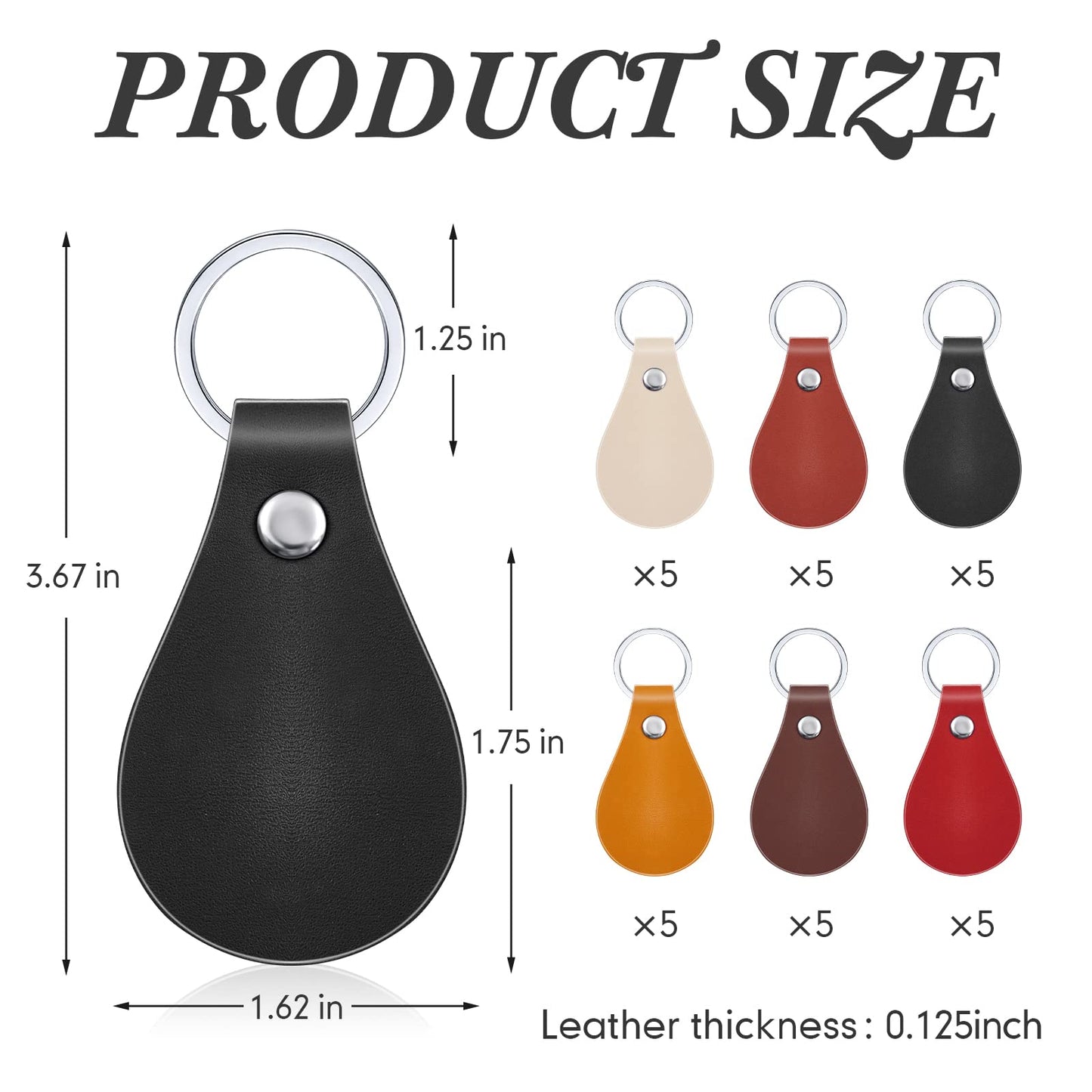 Taiyin 30 Pcs Leather Key Fob Kit for DIY Craft PU Blanks with Rivets and Key Ring for Laser Engraving Keychain (Multi Colors)