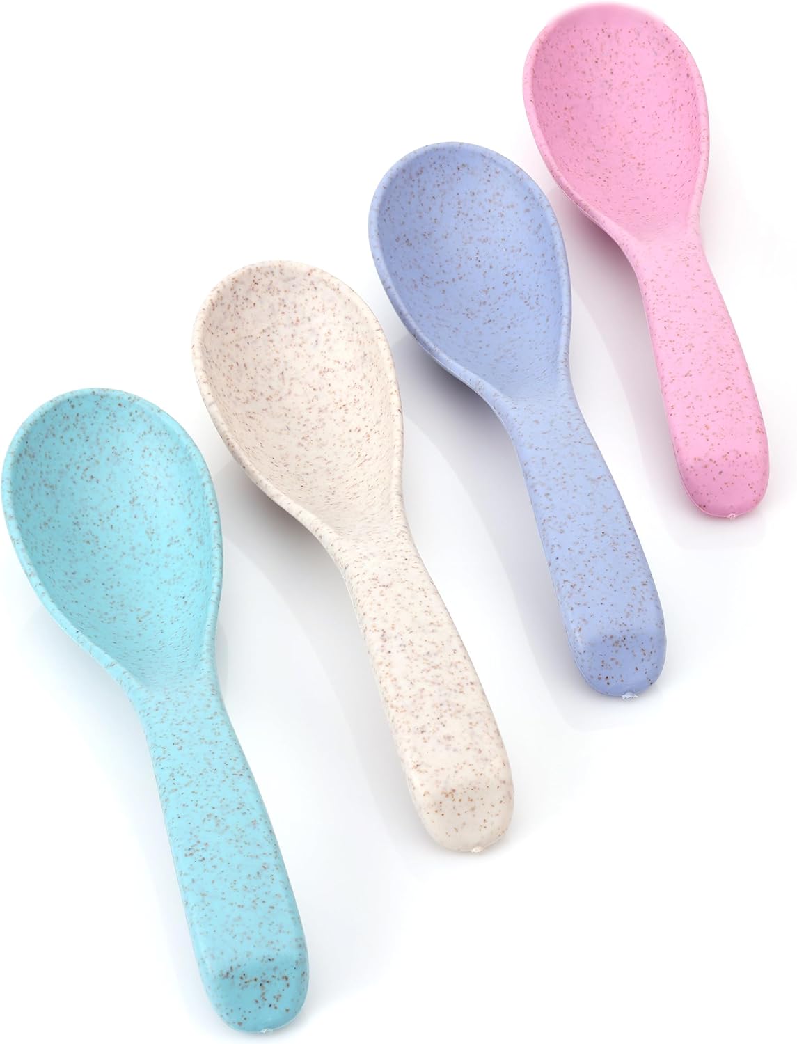 Wheat Straw Travel Spoon Set, 4 Camping Utensils, Portable Silverware for Lunch Box, Eco Friendly Reusable