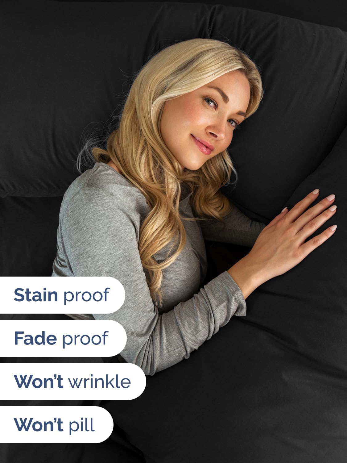 Skiennix Extra Deep Cal King Sheet Set | 6-Piece Breathable Cooling Bedding - Soft, Wrinkle-Free, Black