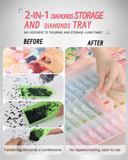 forever young 45pcs Diamond Painting Storage Containers Trays, Diamond Art Accessories Diamond Painting Trays with Lids, 2-in-1 Storage, Bead Storage & Line-Up, Box Package