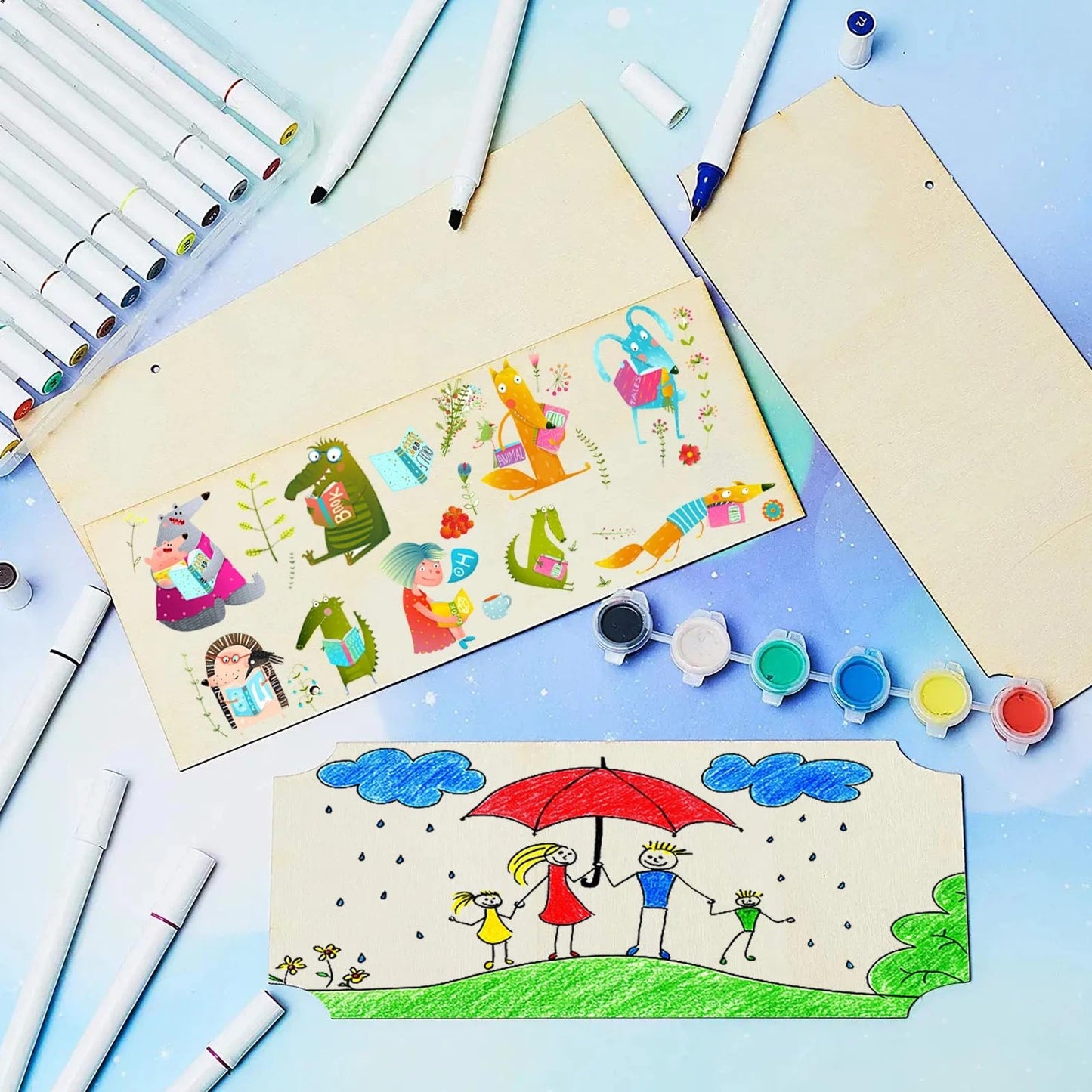 Patelai 20 Pcs Unfinished Hanging Wood Sign 9.8 x 3.9 Inch Rectangle Blank Wooden Plaque Blank Hanging Wooden Slices Banners with Ropes for Painting Writing DIY Home Crafts Supplies (2 Styles)