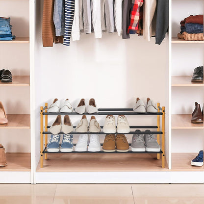 16 Closet, 4 STORAGE MANIAC Expandable Shoe Rack, Pairs Stackable Small Shoe Rack, Metal Adjustable Shoes Organizer