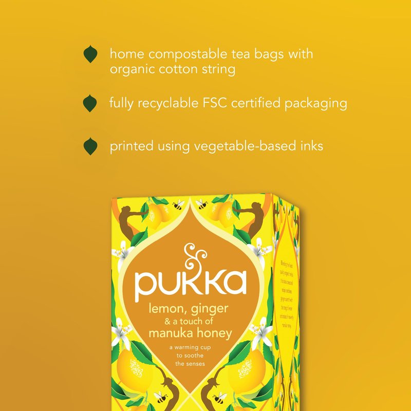 Pukka Organic Lemon, Ginger & Manuka Honey Herbal Tea, Immune Boosting Organic Tea Infusion Selection, With Turmeric, Ideal For Daily Support, Caffeine Free, 80 Total Bags (20ct - Pack of 4)