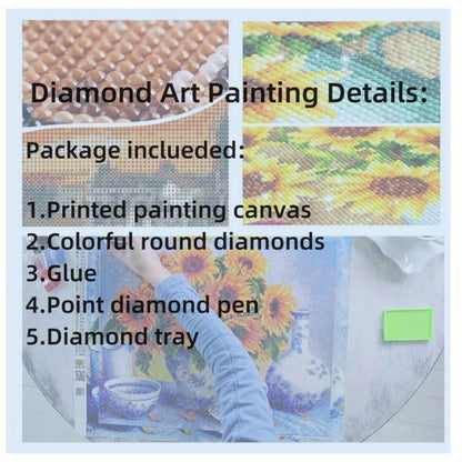Cute Brown Poodle Dog in Sunflowers 5D Diamond Art Painting by Number Kits for Adults DIY Paint with Full Drill Round Diamond Gems Painting Art Craft for Home Wall Decor 13.8x13.8in(3)