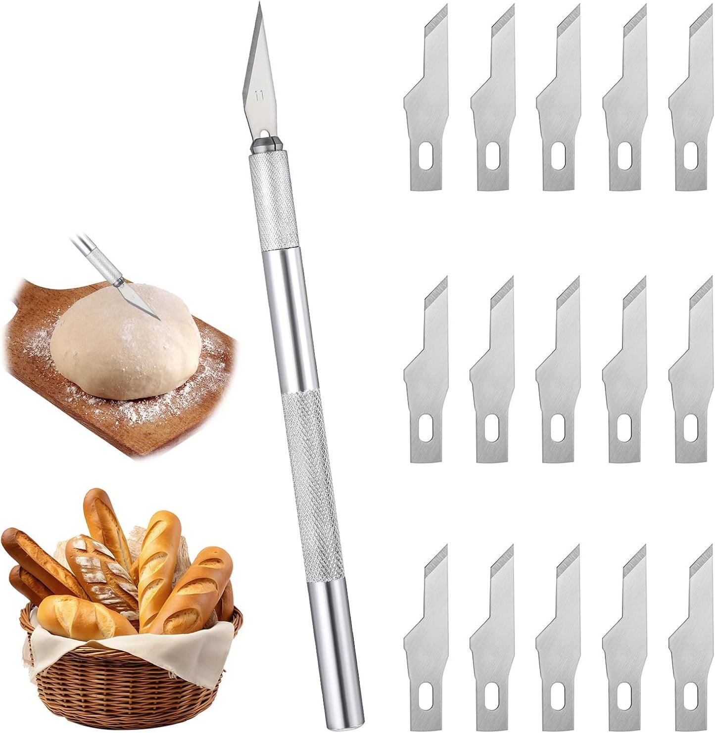 WJIAAA Tool,15 Bread Lame Sourdough Dough Scoring Blades Scoring Knife with Safety Cover for Bread Baking, Stainless