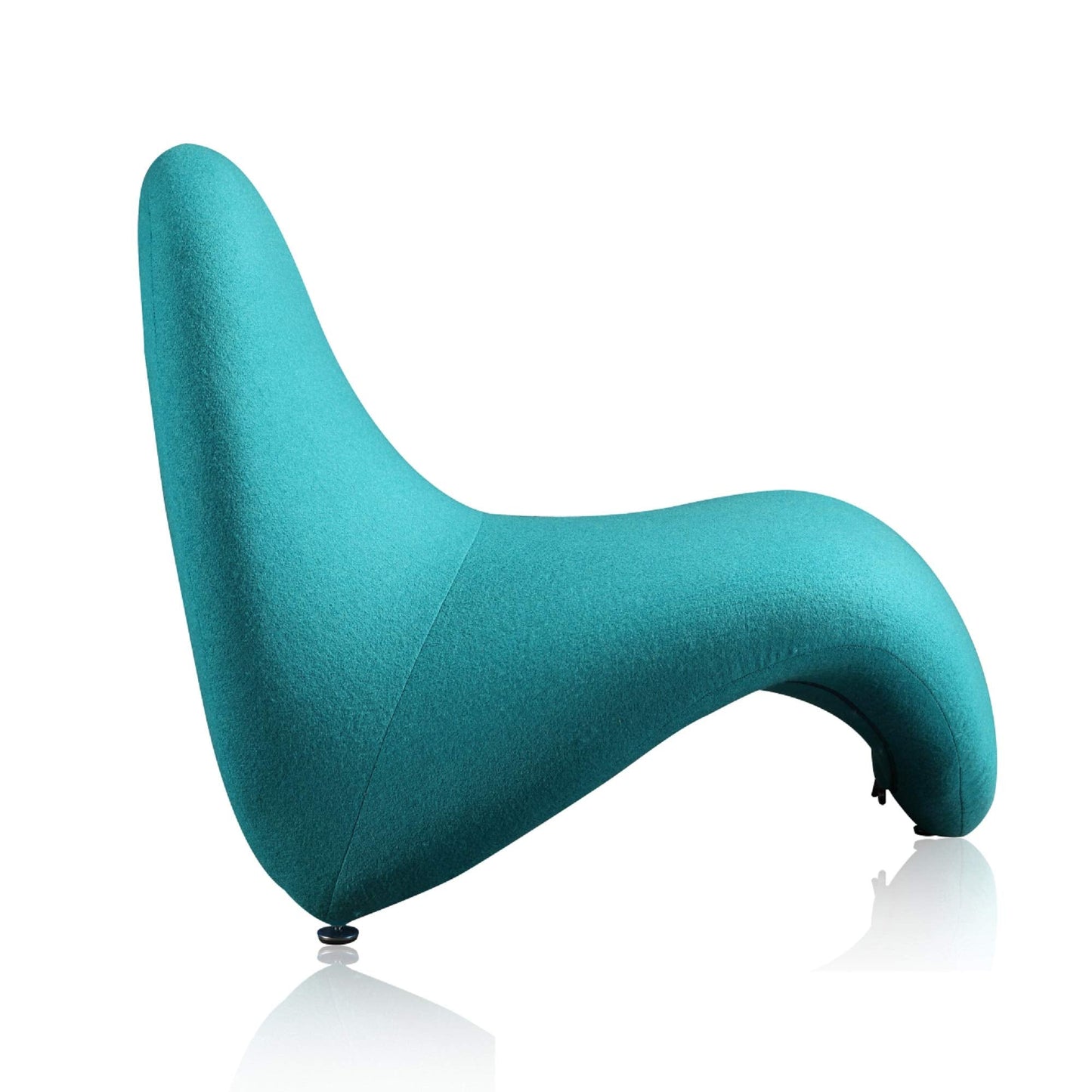 Manhattan Comfort MoMa Modern Abstract Lounge Accent Chair Sculptural Tongue Design, Wool Blend Upholstery, Metal Frame with Geometric Legs, Fully Assembled, Set of 1, Teal