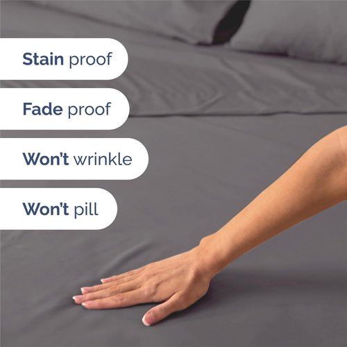 King Size 4 Piece Sheet Set - Ultra-Soft Cooling Bed Sheets for Luxurious Comfort - Deep Pockets - Dark Grey