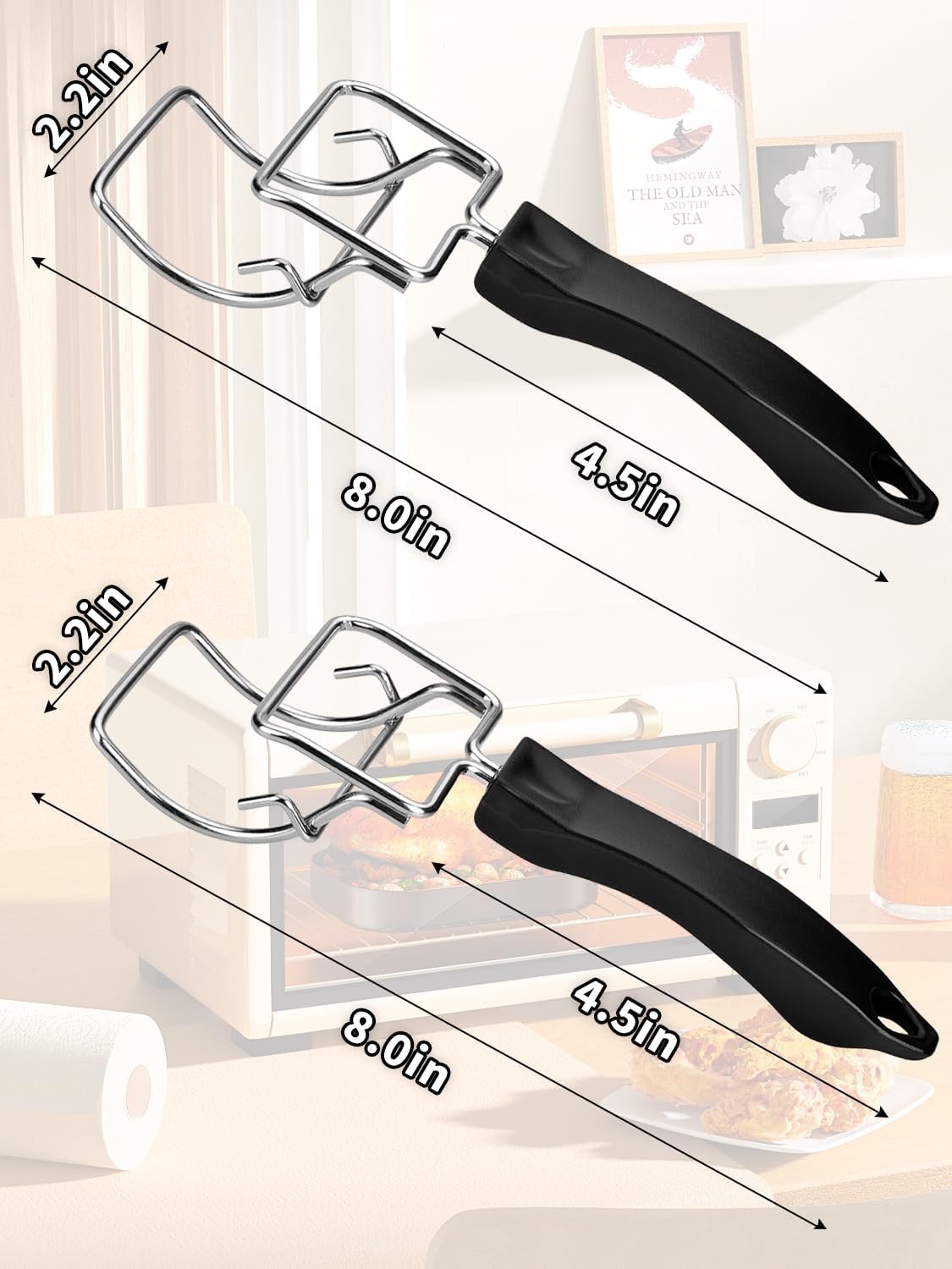 2 Pcs Air Fryer Convection Toaster Oven Tray Extractor,Oven Tray Handle, Oven Rack Pull Tool,Grills Clip, Oven Clip,Be suitable for Air Fryer, Toaster Oven,Used to Quickly Remove
