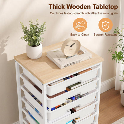 LEHOM Rolling Storage Cart with 8 Drawers, Utility Cart on Wheels with Metal Frame and Wooden Tabletop for Living Room Bedroom Dorm, Office Storage & Art Supply Craft Organizer for Classroom