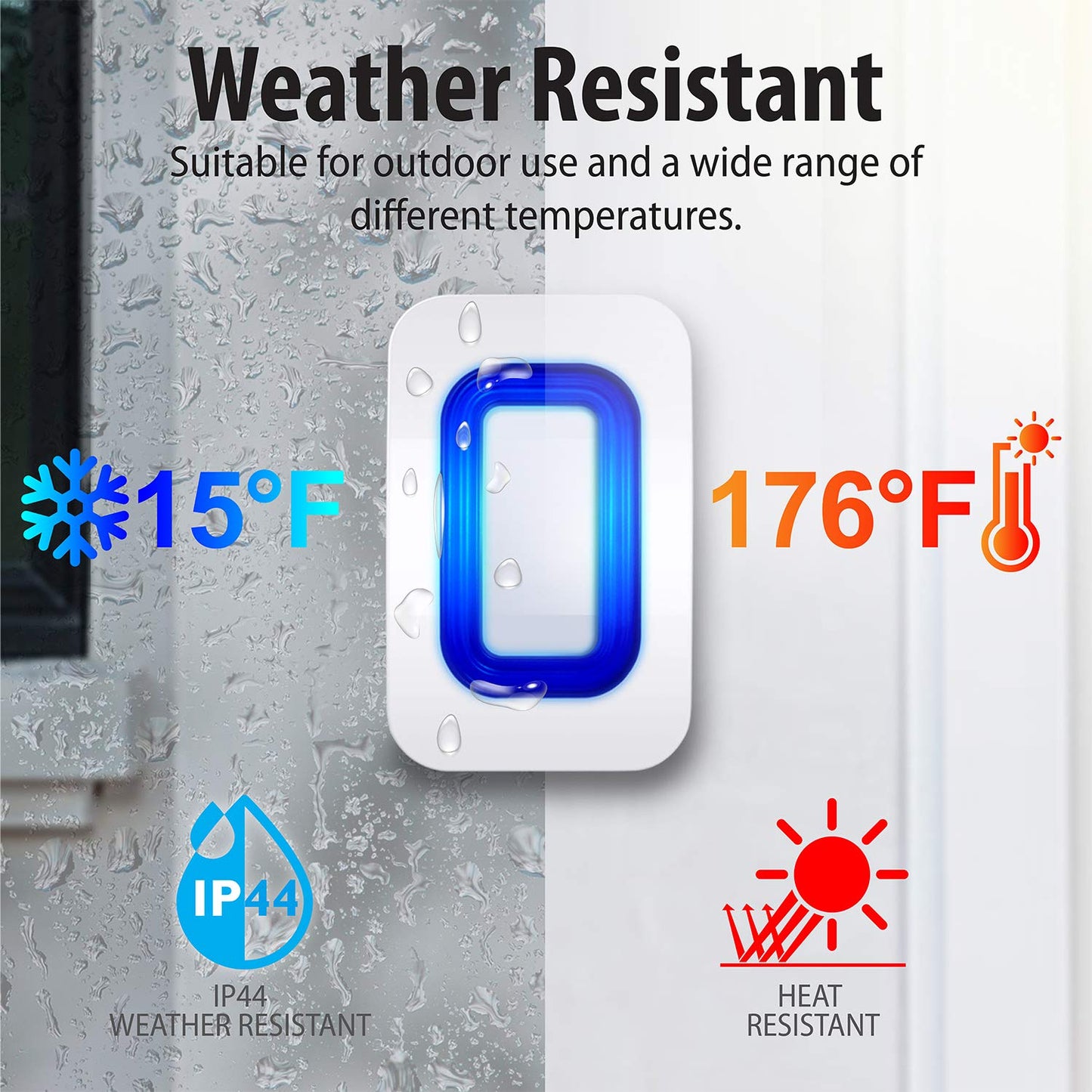 Fosmon WaveLink Door Chime Driveway Alarm Guard Wireless Motion Sensor (500 Feet, 58 Tunes, 5 Volume Levels, LED Indicators) Motion Detector Home/Business/Store Entrance Alert (1 Receiver + 2 Sensor)